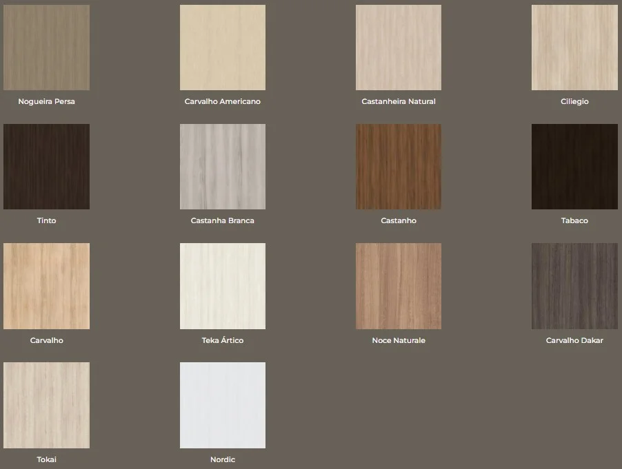 Tabela de cores MDF Arauco — Madeiras Suaves